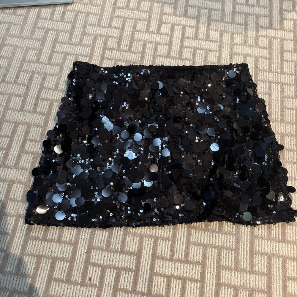 Sequin black mini skirt
